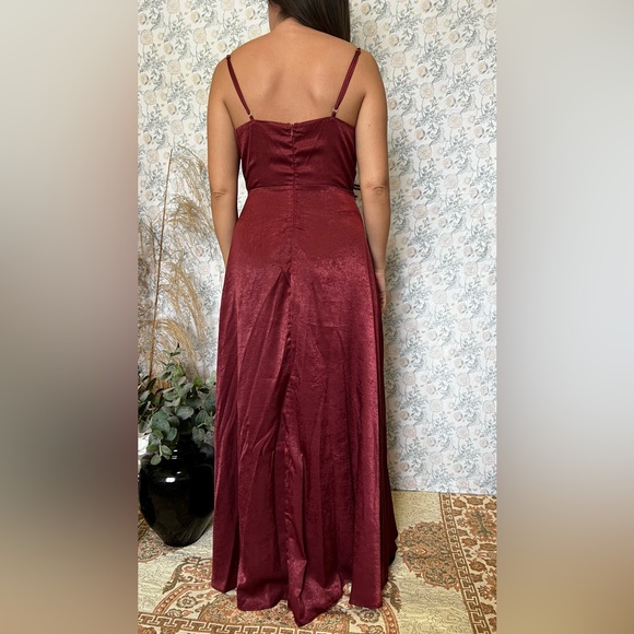 Lulus Constantine Burgundy Satin Maxi Dress - Picture 9 of 9